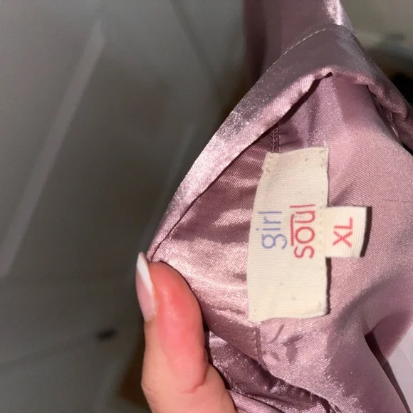 Satin Tie-Front Blouse - Dusty Rose - Picture 9 of 9